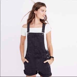 Madewell black denim overalls. Cut off style.